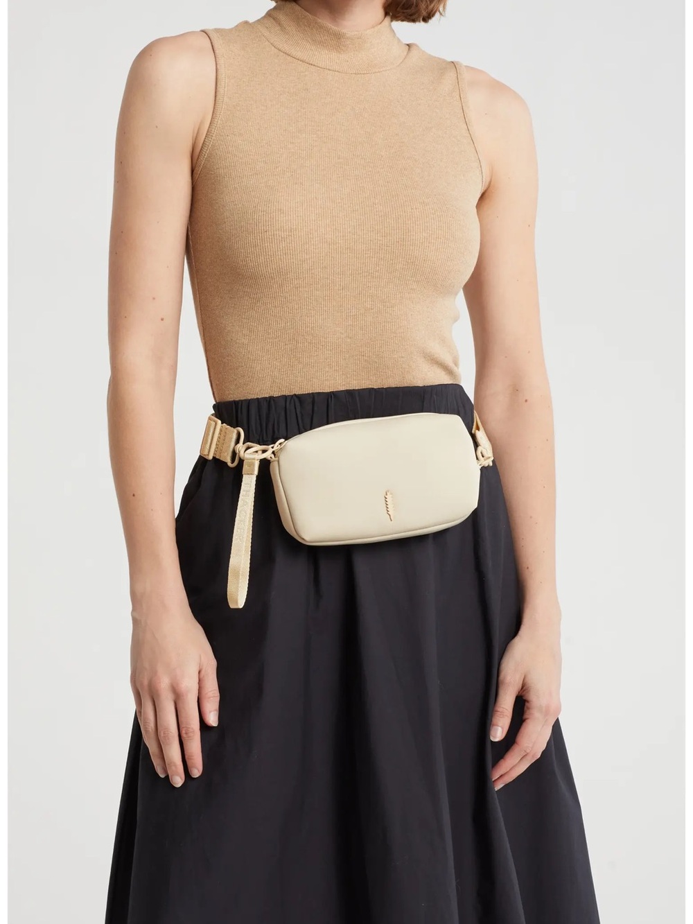 Thacker - Mini Cream/Vanilla Leather Belt Bag with Adjustable Strap